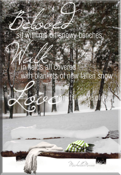 belovedsitwithmeonsnowybenches